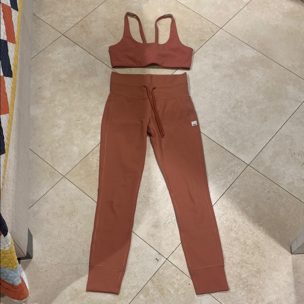 Vuori Terracotta Sports Bra and Leggings Set